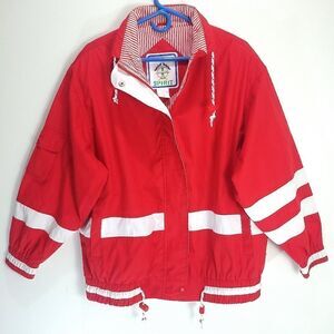 Retro Izzi Spirit 80s Red and White Sailing Jacket